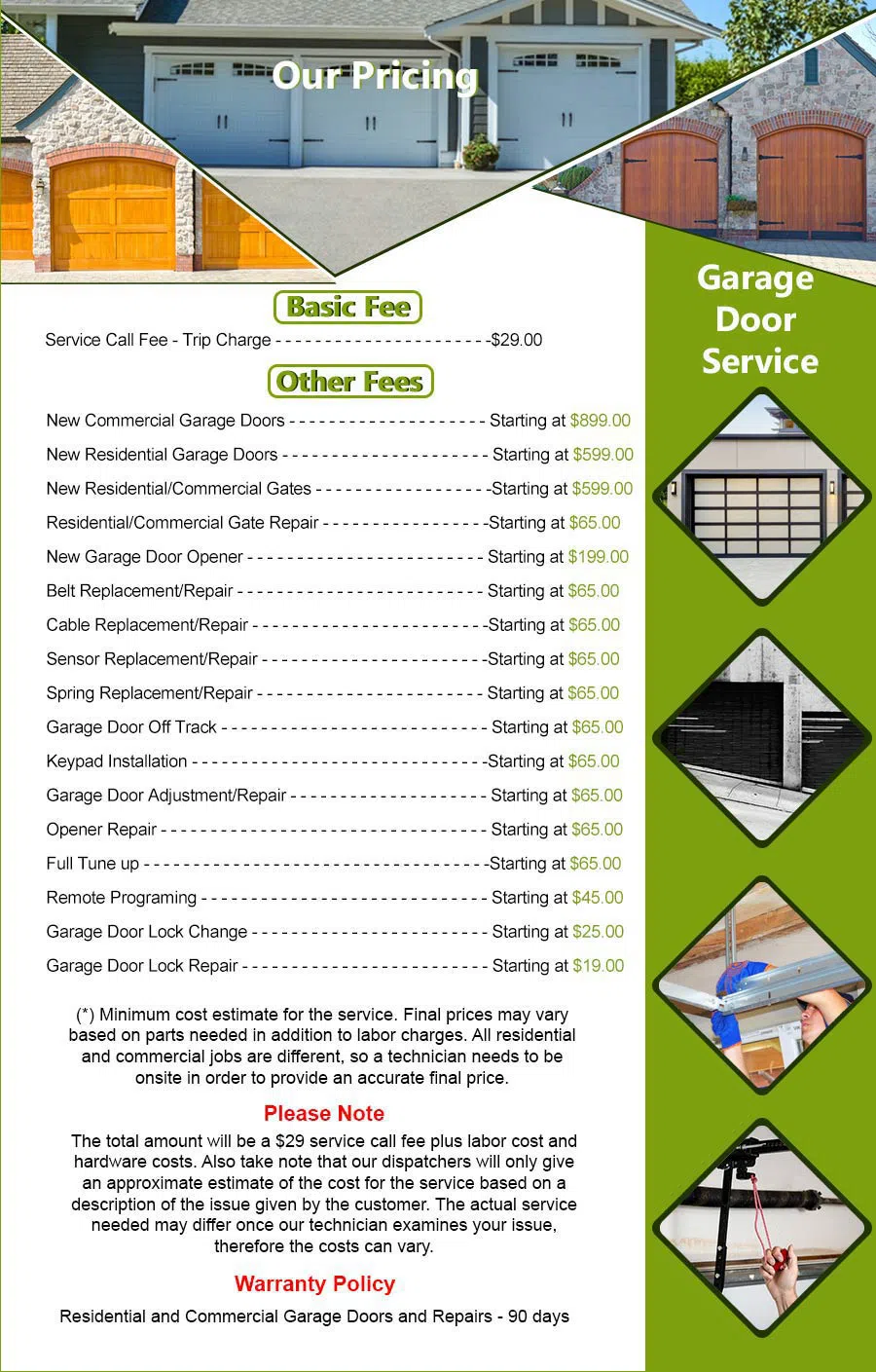 Galaxy Garage Door Repair Service Munster, IN 219-246-2582 - pricelist5
