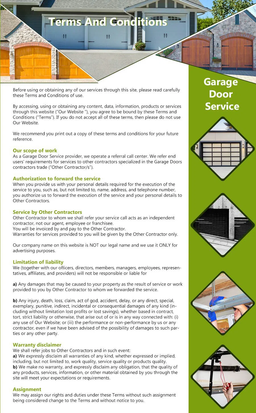 Galaxy Garage Door Repair Service Munster, IN 219-246-2582 - terms5